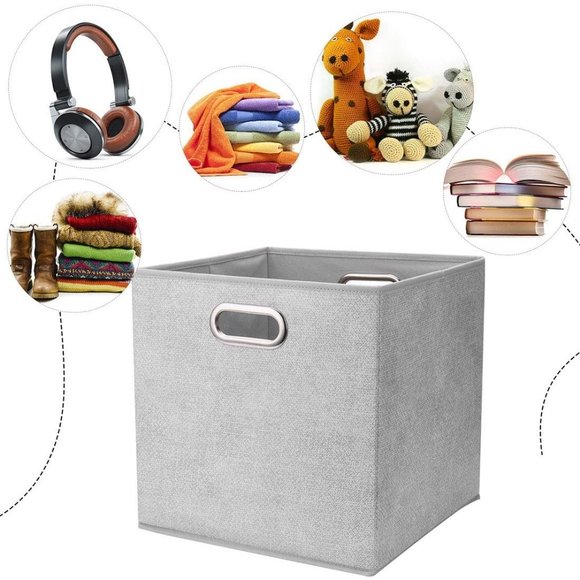 4 Thick Fabric Drawer Foldable Cubes Organizer Container with Dual Metal Handle - Picture 3 of 7